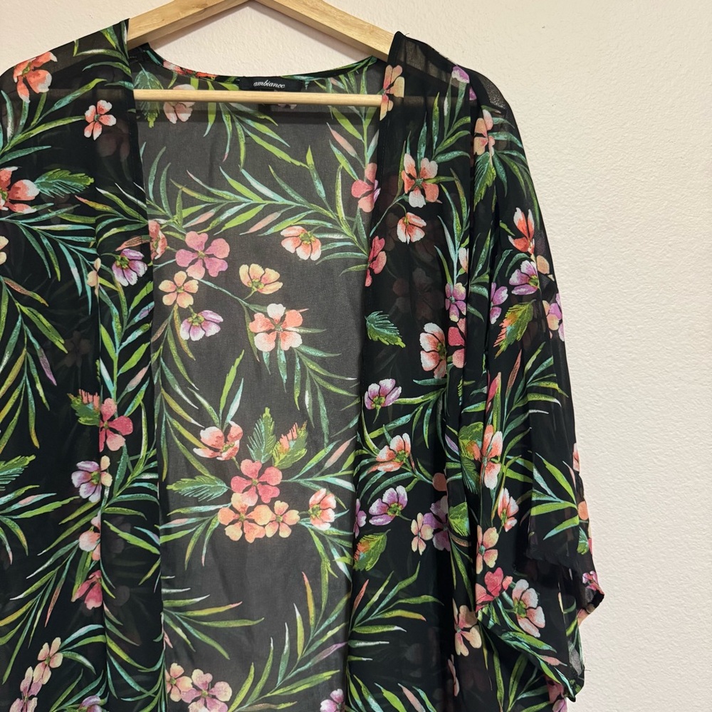 Ambiance Floral Sheer Kimono Swimsuit Coverup